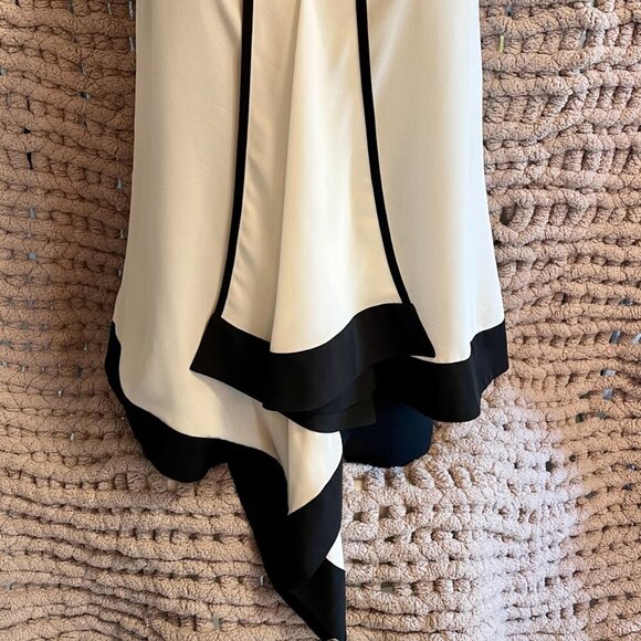 Joesph Ribkoff Sleeveless White with Black Trim Top with Ruffled front Size 8 - Picture 4 of 12